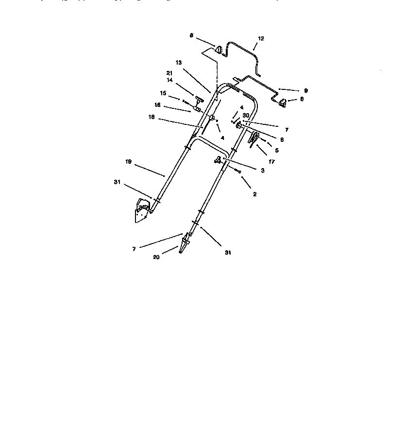 Handle Assembly Diagram and Parts List for 10227 7900001 AND UP Lawn Boy Lawn Mower